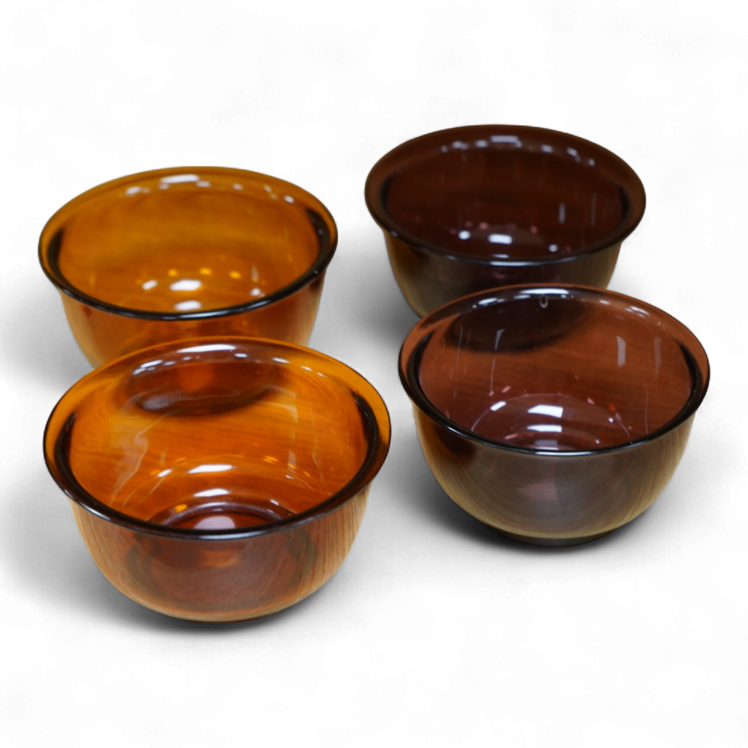 Two pairs of Chinese 'Peking' glass bowls, largest 11cm diameter